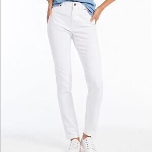L.L. Bean White Denim Classic Fit High Waist  Jeans Size 16 Coastal Nautical